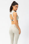 Quarter-Zip Open Back Cropped Yoga Tank