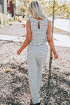 Striped Sleeveless Jumpsuit with Pockets