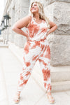 Plus Size Tie-Dye Sleeveless Round Neck Jumpsuit