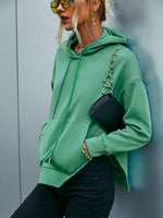 Side Slit Dropped Shoulder Hoodie