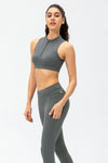 Quarter-Zip Open Back Cropped Yoga Tank