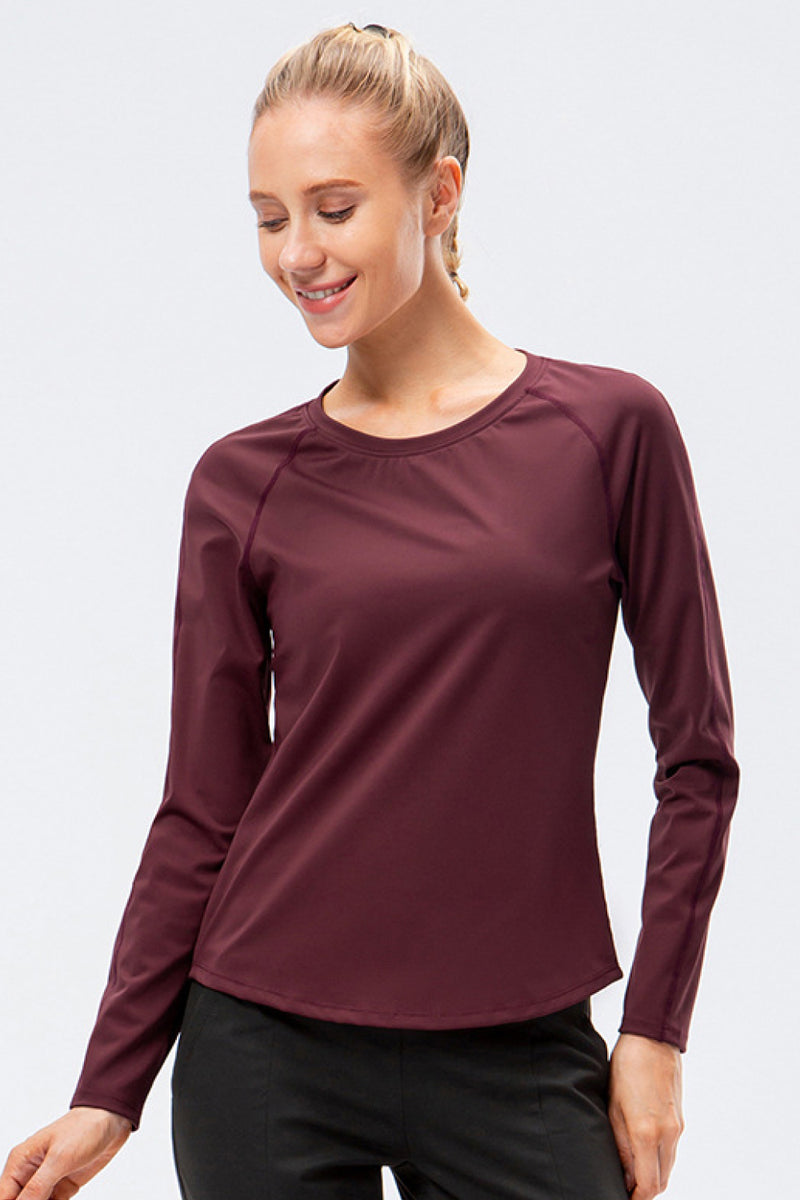 Raglan Sleeve Round Neck Athletic Top