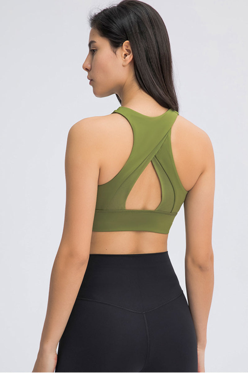 Cut Out High Neck Sports Bra