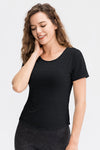 Breathable Cutout Curved Hem Tee Shirt