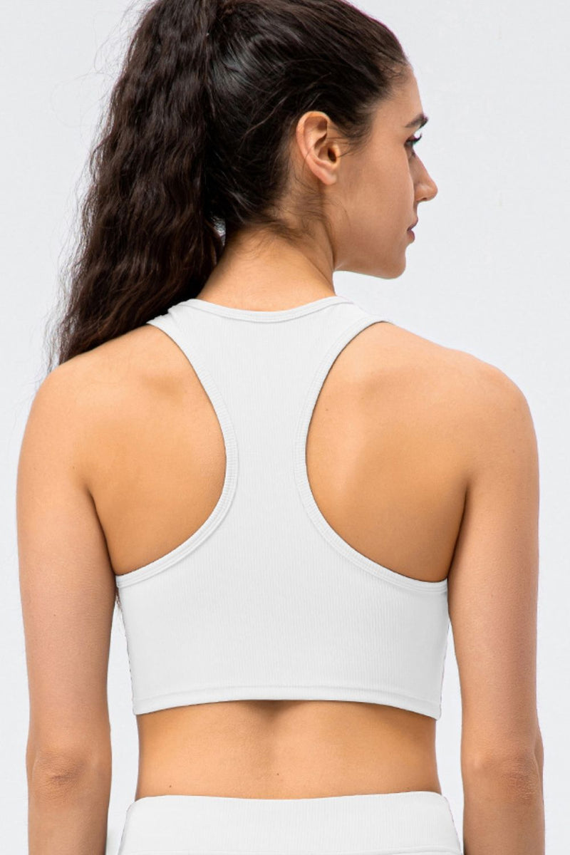 Ribbed Cropped Yoga Racerback Tank Top