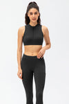 Quarter-Zip Open Back Cropped Yoga Tank