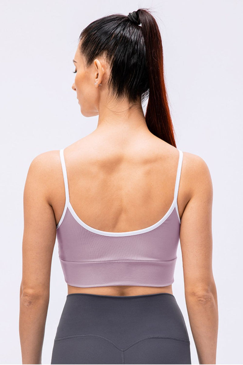 Contrast Crisscross Strap Sports Bra