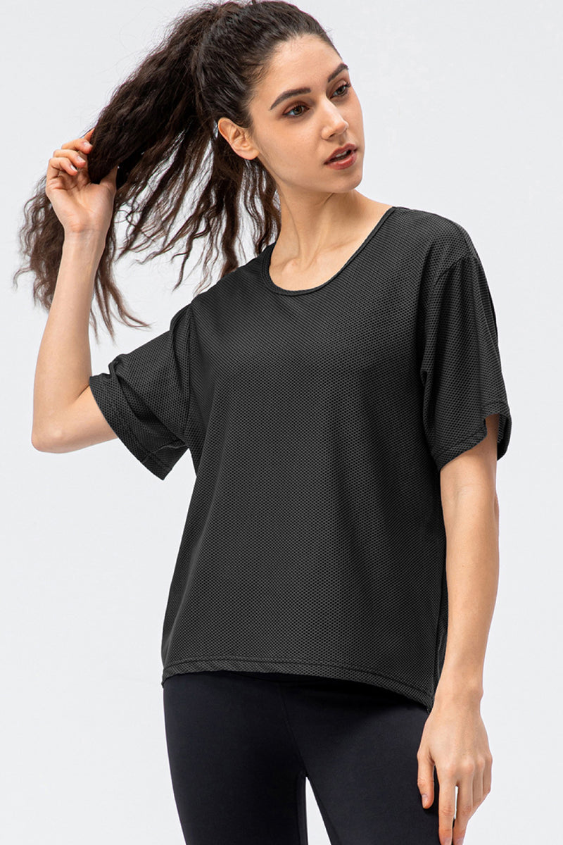 Breathable Mesh Dropped Shoulder T-Shirt