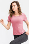 Breathable Cutout Curved Hem Tee Shirt