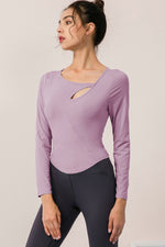 Cutout Curved Hem Yoga Top