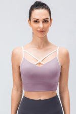 Contrast Crisscross Strap Sports Bra