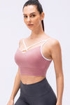 Contrast Crisscross Strap Sports Bra