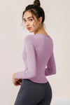 Cutout Curved Hem Yoga Top