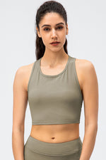 Ribbed Cropped Yoga Racerback Tank Top