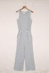 Striped Sleeveless Jumpsuit with Pockets