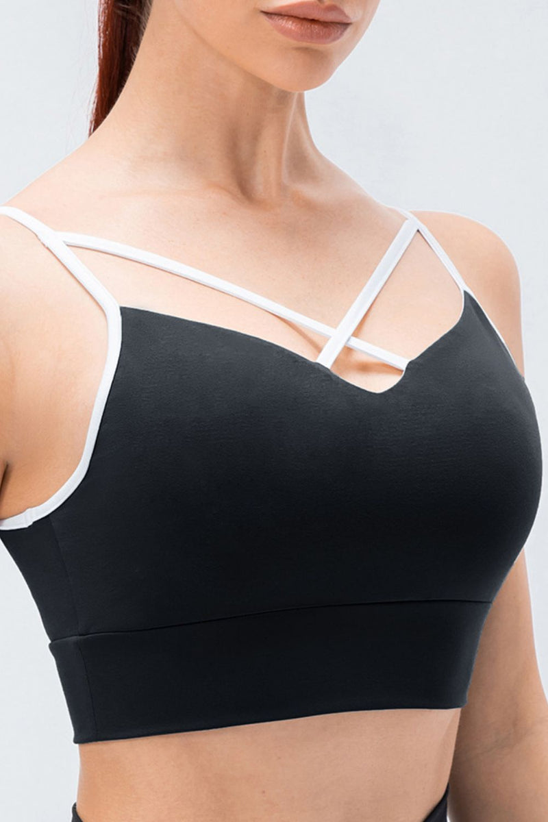 Contrast Crisscross Strap Sports Bra